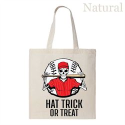 hat trick or treat tote bag, pumpkin halloween tote bag, happy halloween tote bag, halloween party tote bag, witch hat h