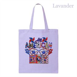 all american boy tote bag, patriotic gift bag, freedom tote bag, red white blue, 4th of july gift, republican tote bag,