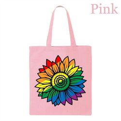 lgbtq sunflower tote bag, pride month tote bag, rainbow tote bag, queer shopping bag, lgbtq pride tote bag, lesbian gift
