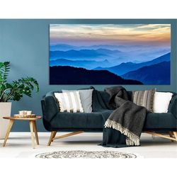 blue mountain canvas extra large wall art smoky mountain  wall decor blue ridge mountains gift ready to hang