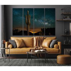 arizona  print wall art arizona night sky canvas print cactus night sky desert wall art ready to hang