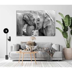 elephant canvas wall art, black and white,, elephant print, elephant wall art, elephant wall art print  ready to hang