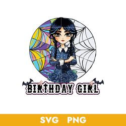 wednesday birthday girl svg, wednesday addams svg, birthday queen svg, png, bb18072364