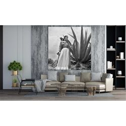 black and white frida wall art canvas print friida  mexican artist wall decor ready to hang