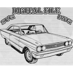 1964 ford galaxie 500 svg , ford galaxie 500 1964 png , illustration drawing, galaxie 500 vector, galaxie 500 cricut dig