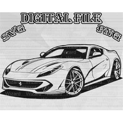 ferrari 812 superfast svg, png, vector art illustration drawing,ferrari 812 superfast vector, ferrari 812  svg, ferrari