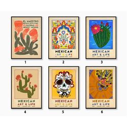 mexican poster sets, mexican wall art decor, floral wall print, mexican home decor, latin american posters, gift idea, a