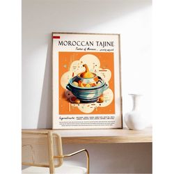 moroccan tajine food poster, moroccan food print, african food art, middle eastern food poster, exotic food art, kitchen