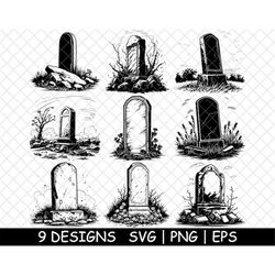 Rip Tombstone Outline Patterns: DFX, EPS, PDF, PNG, and SVG Cut Files