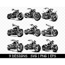 big bike american custom chopper motorcycle biker png,svg,eps-cricut-silhouette-cut-engrave-stencil-sticker,decal,vector