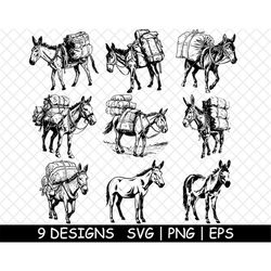 donkey ass mule burro equine horse, cart carriage png,svg,eps-cricut-silhouette-cut-engrave-stencil-sticker,decals,vecto