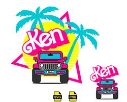 barbie and ken car svg, barbie retro girly, barbie pink jeep svg