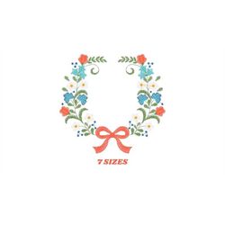 laurel with flowers embroidery designs - flower wreath embroidery design machine embroidery pattern - girl embroidery fi