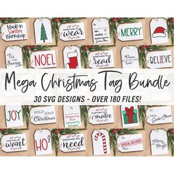 mega christmas tags bundle svg | christmas cut file | holiday gift labels | winter sticker design | xmas presents tag |