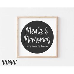 meals and memories are made here svg, kitchen cut file, modern round sign, farmhouse home decor - douglashardin