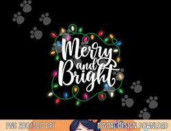 Funny Merry and Bright Christmas Lights Xmas Holiday Short Sleeve  png,sublimation copy