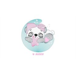sleeping panda embroidery design - animal embroidery designs machine embroidery pattern - baby girl embroidery file - mo