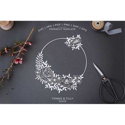 blank flower circle,papercut template,machine cut, cricut silhouette, svg dxf png jpg pdf eps,clipart -fetcheckman