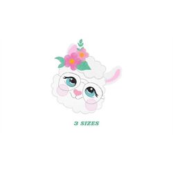 llama embroidery design - animal face embroidery designs machine embroidery pattern - baby girl embroidery file - instan