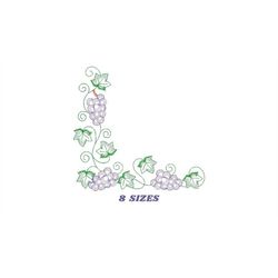 grapes embroidery designs - grape corner embroidery design machine embroidery pattern - eucharist embroidery file - reli