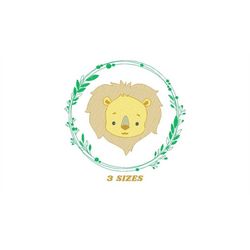 lion face embroidery designs - lion embroidery design machine embroidery pattern - safari embroidery file - laurel frame