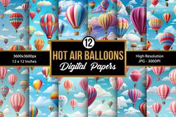 hot air balloons digital papers