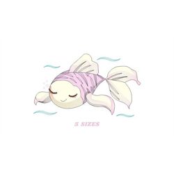 fish embroidery designs - ocean animals embroidery design machine embroidery pattern - sleeping fish embroidery file - d