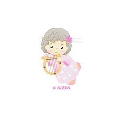 angel with harp embroidery designs - baby girl embroidery design machine embroidery pattern - angel embroidery file - in