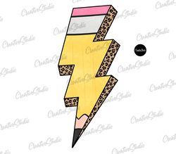 pencil lightning bolt distressed cheetah leopard png,  back to school png, printable sublimation design, digital downloa