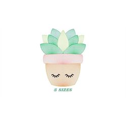 Cactus embroidery designs - Succulent embroidery design machine embroidery pattern - Mexican cactus design - Plant vase