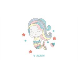 mermaid embroidery designs - sea princess embroidery design machine embroidery pattern - baby girl embroidery file insta