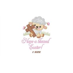 easter sheep embroidery design - sheep with cross embroidery machine embroidery pattern - religious embroidery file - ha