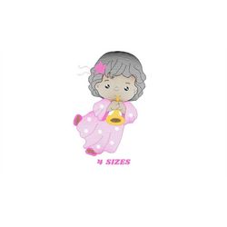 angel with trumpet embroidery designs - baby girl embroidery design machine embroidery pattern - angel embroidery file -