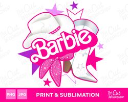 barbi western country cowboy hat bandana boot stars pink babe doll girly retro 80s , png jpg clipart digital download su