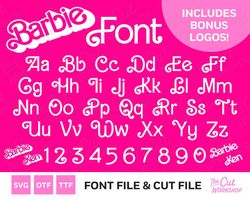 retro barbi font letters 1970s 1980s curls babe doll includes bonus logos , svg otf ttf clipart digital download sublima