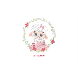 sheep embroidery design - lamb embroidery designs machine embroidery pattern - baby girl embroidery file - laurel roses