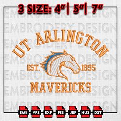 ncaa ut arlington mavericks embroidery files, ncaa embroidery designs, ut arlington mavericks machine embroidery pattern