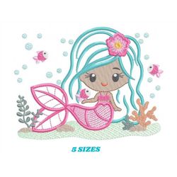 mermaid embroidery designs - princess embroidery design machine embroidery pattern - mermaid applique design - girl embr
