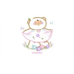female bear embroidery designs - baby girl embroidery design machine embroidery pattern - bear with lace and dress embro