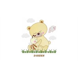 bear embroidery designs - baby girl embroidery design machine embroidery pattern - bear with bee embroidery file - insta