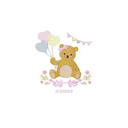 birthday bear embroidery designs - animals embroidery design machine embroidery pattern - bear embroidery file - baby gi