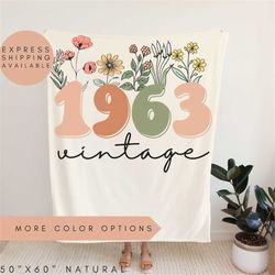 60th birthday blanket, vintage 1963 blanket,60th birthday gift for women,60th birthday gift for men,60th birthday friend