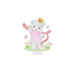 bear embroidery designs - princess embroidery design machine embroidery pattern - baby girl embroidery file - digital do