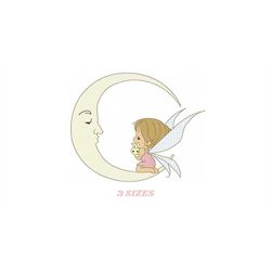 fairy embroidery design - baby girl embroidery designs machine embroidery pattern - moon embroidery file - girl moon flo