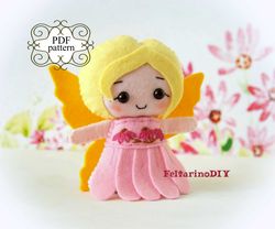 fairy sewing pattern, felt doll pattern, felt patterns, felt toy pattern, pdf felt pattern, felt fairy