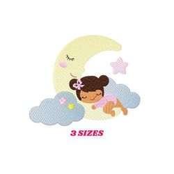 baby girl embroidery design - newborn embroidery designs machine embroidery pattern - moon embroidery file - girl with m