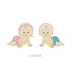 baby boy embroidery design - twins embroidery designs machine embroidery pattern - toddler embroidery file - baby girl a