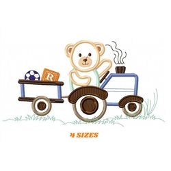 bear with tractor embroidery designs - bear embroidery design machine embroidery pattern - baby boy embroidery file - in