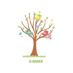 tree embroidery designs - flower embroidery design machine embroidery pattern - bird embroidery file - spring summer des