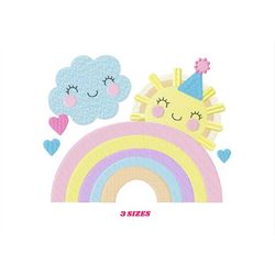 rainbow embroidery design - sun and cloud embroidery design machine embroidery pattern - baby girl embroidery file - dig